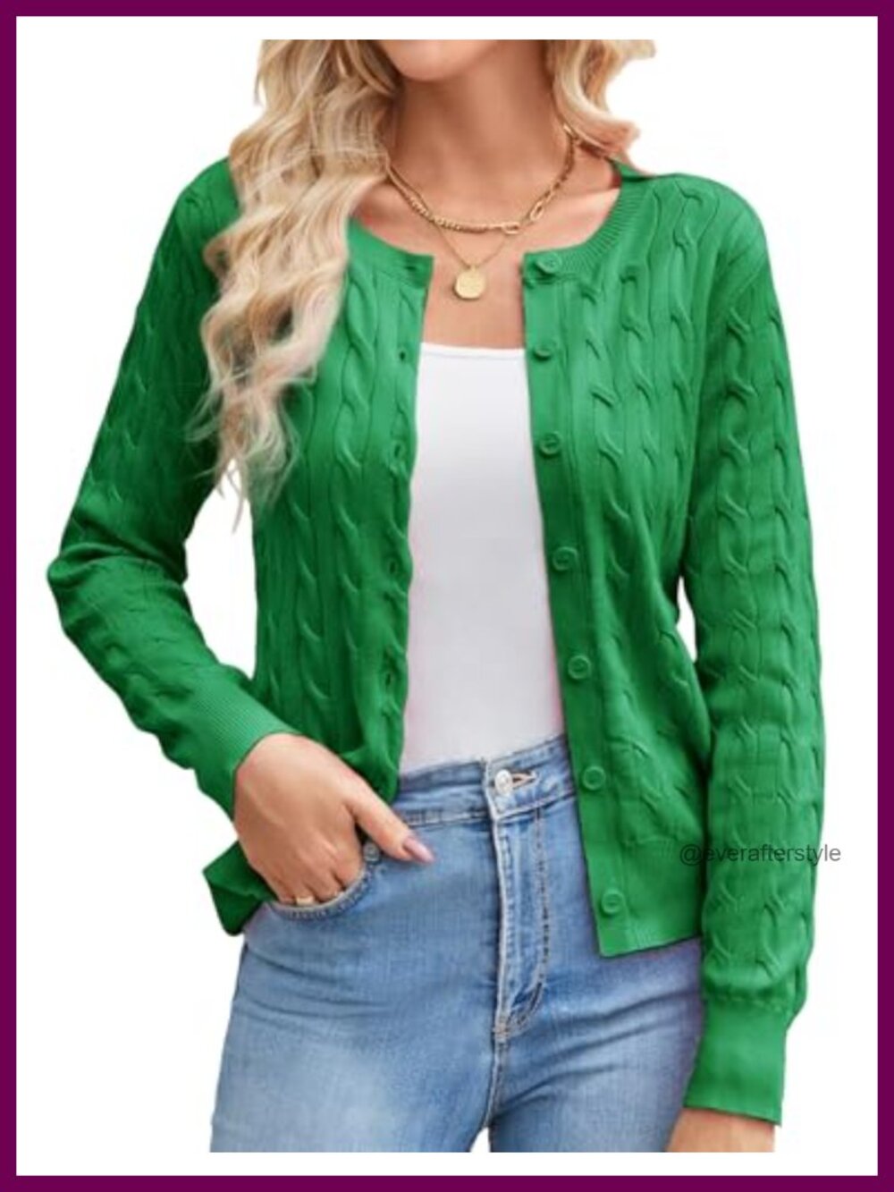 Cable Knit Cardigan Sweater Women Cropped Button Up Fall Outfit